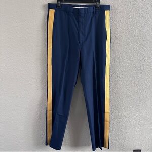 NWT Military Ceremonial Dress Trousers Men’s 36R Navy Wool Blend Gold Stripe